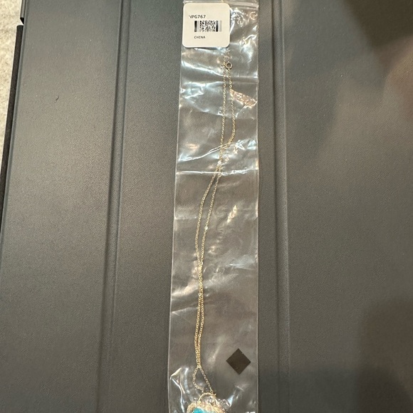 Dainty 10k Gold and Natural Turquoise Necklace with Diamonds - Picture 4 of 9